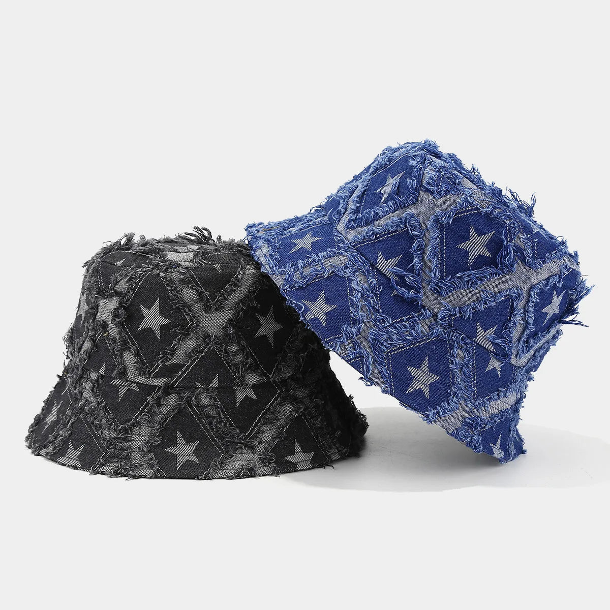 Wholesale Autumn New Arrival Stars Frayed Distressed Pattern Jean Denim Bucket Hat Women Men Outdoor Street Sun Hat