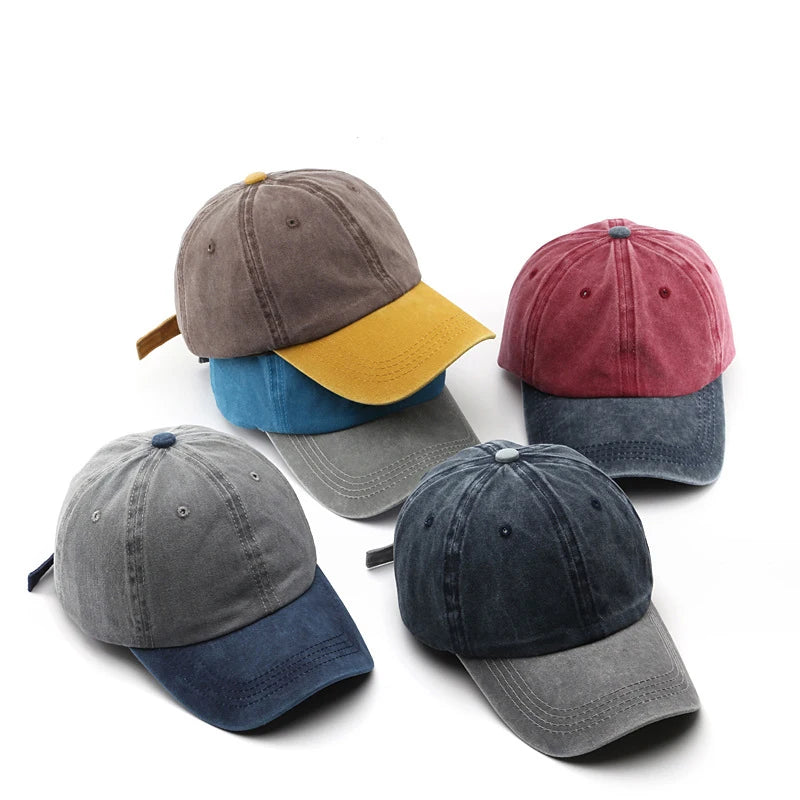Wholesale High Quality Classic Casual Color Block Acid Washed Blank Plain Dad Hat Two Tone Baseball Caps