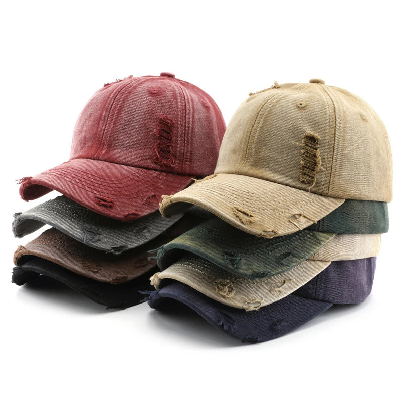 Hip Hop Blank Plain Gorras Baseball Caps Vintage Unisex 6 Panel Cotton Sport Adjustable Distressed Baseball Hat Cap