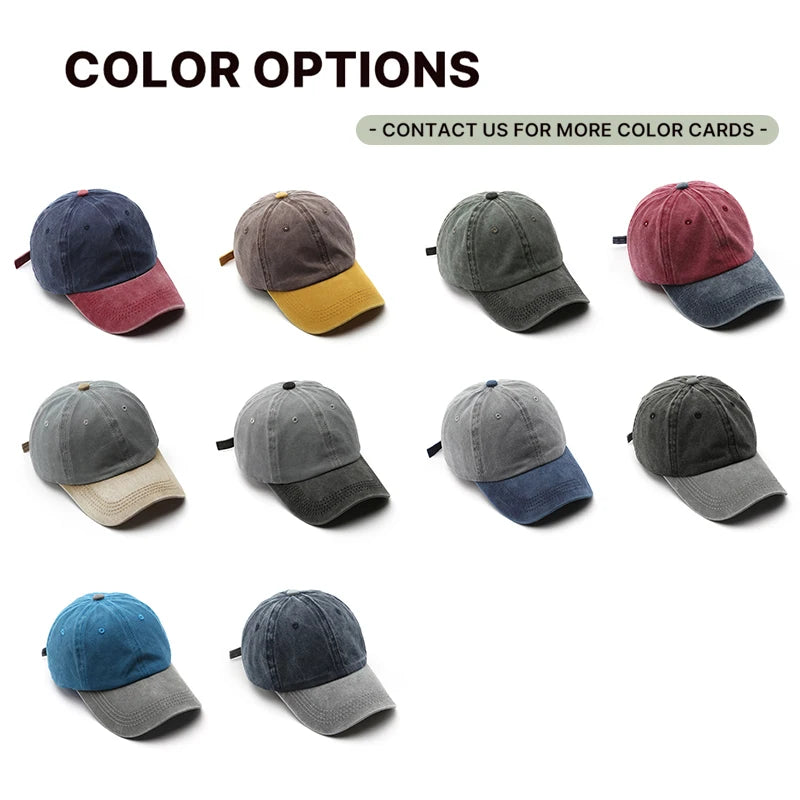 Wholesale High Quality Classic Casual Color Block Acid Washed Blank Plain Dad Hat Two Tone Baseball Caps