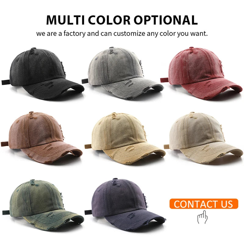 Hip Hop Blank Plain Gorras Baseball Caps Vintage Unisex 6 Panel Cotton Sport Adjustable Distressed Baseball Hat Cap