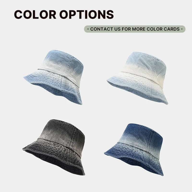 Women's Fashion Jeans Washed Cowboy Bucket Hat Vintage Fisherman Beach Summer Bucket Hat