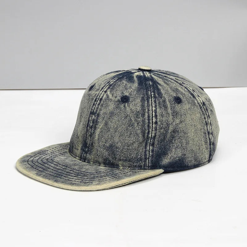 Wholesale High Quality Personalized Hip Hop Hats Acid Washed Blank Plain Baseball Caps Flat Brim 6 Panel Gorras Snapback Hats