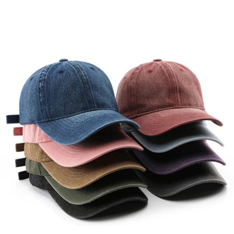 Light Washed Spring Autumn Men's Baseball Cap Curved Brim Trendy European American Style Versatile Breathable Duckbill Cap Women